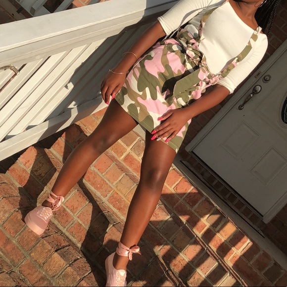 Fashion Nova Dresses & Skirts - fashion nova camo suspender skirt